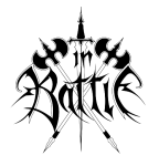 Mustavalkoinen In Battle -bändin logo valkoista taustaa vasten mustalla värillä kirjoitettuna ja piirrettynä. Logossa kirjaimet ympäröity keihäin ja miekoin. Bändin nimi kirjoitettu goottilaisin kirjaimin, jotka ovat koristeellisia ja teräväkulmaisia.