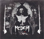 Medeian "Cult"-albumin kansikuva. Kuvassa harmaasävyinen ja gargoylemainen potretti pirumaisesta naisesta, jolla siivet ja rinnat paljaina. Naisella siivet selässä ja vatsan päällä bändin logo valkoisella värillä.