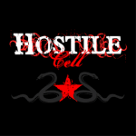 Hostile Cellin samannimisen albumin etukannessa musta pohjaväri ja sen päälle sijoitettuna valkoisella sekä verenpunaisella värillä yhtyeen logo. Logon alla punainen tähti, jonka ääriviivat suttuiset ja tähden taustalla tummanharmaalla värillä kaksi luike