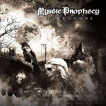 Mystic Prophecy -bändin albumin "Fireangel" etukannessa harmaasävyinen valokuva ruhjoutuneesta maastosta, jossa on sekaisin risuja ja patsaita, pilvistä taivasta ja tomua. Kuvan oikeassa yläkulmassa yhtyeen nimi valkoisella värillä ja goottilaisin kirjaim