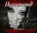 Heavenwoodin albumin "Redemption" kannessa harmaasävyinen valokuva naisesta, joka pitää suunsa edessä sormia, joiden värissä jonkinlainen koristeellinen hely. Kuvan yläosassa punaista hohdetat vasten Heavenwoodin nimi valkoisella värillä. Samaan tyyliin k