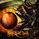 The Red Chordin albumin "Fed Through The Teet Machine" kansikuvassa näkyy suuri hammaspeikko, joka aikoo syödä maapallon. Kuvan alaosassa keltaisella värillä yhtyeen logo.