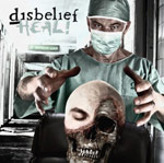Disbeliefin "Heal"-albumin etukannessa näkyy valokuva mielipuolisesta tohtorista, jolla suun edessä kasvosuojus ja yllään leikkaussalin hygieeninen asu. Hän pitää käsiään hirviömäisen ihmisen kallon ympärillä.