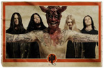 Witchery vuonna 2010 otetussa valokuvassa. Keskimmäisenä on Witcheryn uusi vokalisti Legion, jolla punaiset kasvot ja irvokas ilme kasvoilla, sekä kaksi paksua sarvea otsassa.