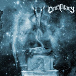 Conspiracy-yhtyeen maaginen, sinertävä, kansitaide "Irremediable"-albumia varten. Kuvassa näkyy suuri demoni, joka seisoo patsaan päällä. Kuvan oikeassa yläkulmassa lukee yhtyeen nimi valkoisella värillä.