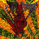 "...From Above" -albumin etukannessa oranssia, keltaista ja vihreää väriä juovina ja niiden päällä punainen pirua muistuttava hahmo. Malicious Deathin logo oikeassa yläkulmassa.