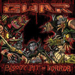 "Bloody Pit of Horror" -albumin etukannessa piirroshahmoja, jotka ovat aikamoisia monstereita. Hirviöiden yläpuolelle on kirjoitettu Gwar ja alapuolelle sanat "Bloody Pit of Horror" ilman lainausmerkkejä.
