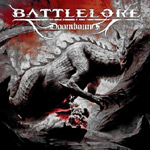 Battleloren "Doombound"-albumin etukannessa kuva suomunahkaisesta lohikäärmeestä, joka näyttää olevan vatsa auki vuotamassa kuviin. Kuvan yläosassa lukee Battleloren ja albumin nimi valkoisella värillä.