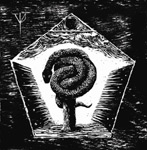 "Trust The Serpent" -albumin kannessa mustavalkoinen piirros jonkinlaisesat kulmikkaasta rasiasta, jonka sisällä tapinnokassa kiemurtelee musta käärme. Kuvassa ei lue lainkaan tekstiä.
