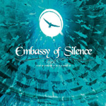 Sinisävyinen kansitaide Embassy of Silencen debyyttialbumia "Euphorialight" varten. Kuvan yläosassa näkyy valkoinen pallo, jossa linnun siluetti.
