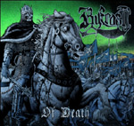 "Of Death" -albumin etukannessa piirros luurankoihmisestä kalpean hepan selässä. Hevosen oikealla puolella lukee Byfrost.