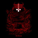"Ved Graven" -albumin etukannessa musta pohjaväri ja sen päällä verenpunainen hauta, jonka yllä roikkuu Throne of Katarsiksen logo.