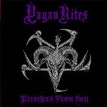 Musta taustaväri ja sen päällä violetilla Pagan Ritesin logo ja alaosassa "Preachers From Hell" -albumin nimi. Kuvan keskellä koristeltu pentagrammi.