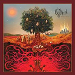 "Heritage"-albumin etukannessa piirros suuresta puusta, jonka juuret maan alla hohtavat punaisina mullan seassa. Kuvan oikeassa yläkulmassa Opethin logo.