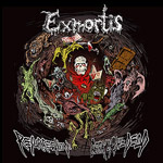 Piirretty kansitaide Exmortis-bändin albumia "Resurrection... Book of the Dead" varten. Kuvassa monstereita ja suolenpätkiä.