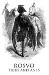 Mustavalkoinen piirros kahdesta hahmosta, joista toinen muistuttaa lintua.