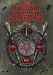Harmaa tausta, jota vasten erilaisia sota-aseita, kaasunaamareita, rautatähti ja pentagrammi, jonka yllä Impaled Nazarenen logo.