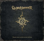 "Tales from the Kingdom of Fife" -albumin kannessa nahkatekstuuria muistuttava tausta, jonka yläosassa keltaisella värillä Gloryhammerin logo ja alaosassa pienellä präntillä albumin nimi.