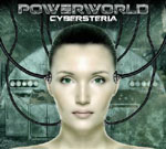 Powerworld-albumin etukannessa symmetriset kasvot omaavan naisihmisen naama. Sen takana on mustia johtoja tai letkuja.