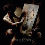 "Darkest White" -albumin kannessa piirros ihmislaumasta katsomassa maalausta. Kuvan alaosassa Tristania-logo.