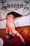 Shining-bändin verinen promokuva, jossa bändin keulahahmo roikkuu kylpyammeesta verilammikon päällä. Miehellä käsissä elmukelmua ja veriroiskeita. Kuvan yläosassa bändin logo goottilaisin kirjaimin.
