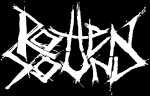 Mustavalkoinen Rotten Sound -yhtyeen logo, jossa kirjaimet on kuin raapustettu valkoisin tikkukirjaimin. Muistuttaa jonkinlaista tikkukasaa, jossa näkyy kirjaimien muotoja.