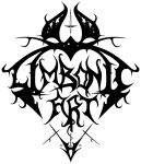 Limbonic Art -yhtyeen logo mustalla valkoista taustaa vasten. Logo on tyypillinen black metallia soittavalle bändille, sillä se on täynnä koukeroita ja piikkimäisiä viivoja, muotoja sekä hahmoja.