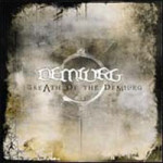 Demiurgin esikoisalbumin 'Breath of the Demiurg' kansikuva, jossa mustaa taustaa vasten näkyy vanhahtava repaleinen kangas, minkä keskellä bändin logo ja albumin nimi.
