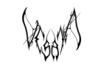 Vesania-bändin harakanvarpaita muistuttava logo mustalla vitivalkoista taustaa vasten. Kirjaimet muistuttavat piikikkäitä orjantappuroita tai muita tikkumaisia piikkejä.